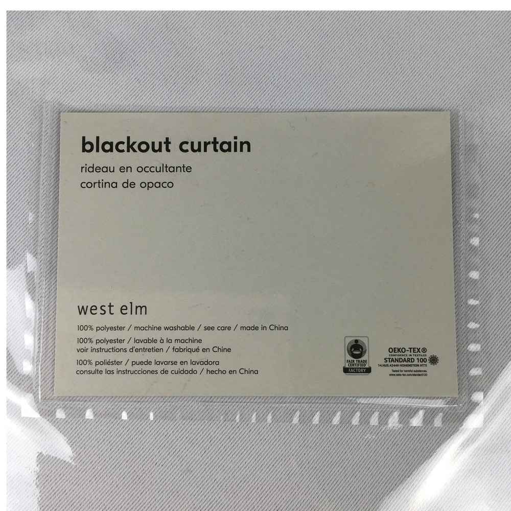 West Elm White Blackout Curtain 44 x 92 Pole Pocket NIB Polyester OEKO-TEX
